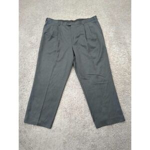 Savane Dress Pants Mens 44x30 Gray Straight Pleated Poly Dressy Casual
